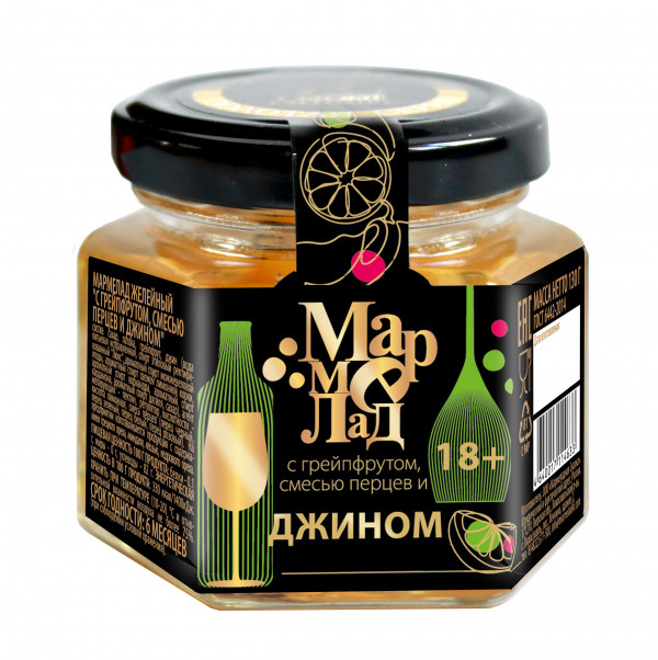 №2 Мармелад в банке "С грейпфрутом, смесью перцев и джином" 130г (18+)  в Усинске